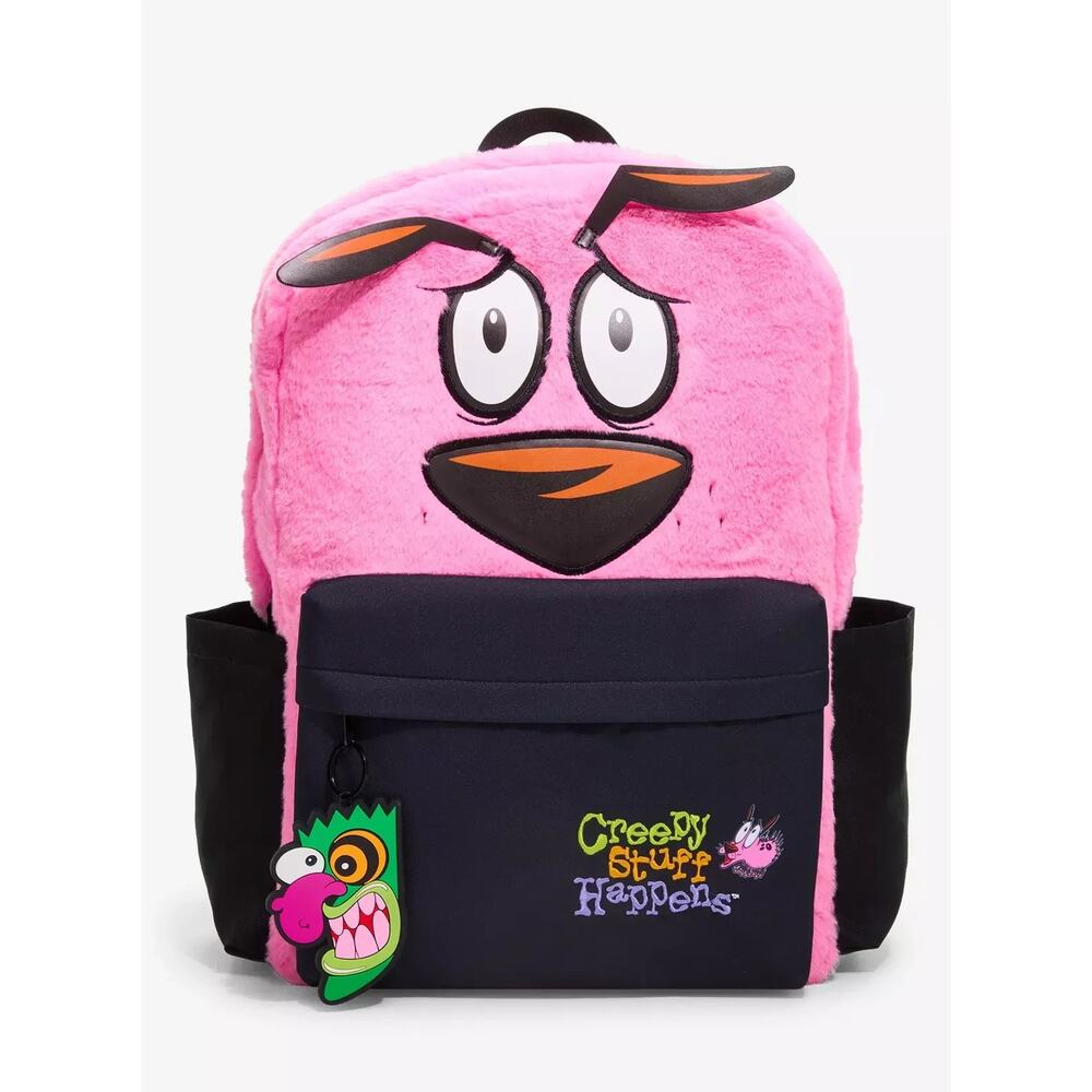 Courage The Cowardly Dog Courage Pink Fuzzy Backpack NEW - Picture 4 of 7